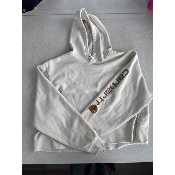 Carhartt Oversized Cropped Hoodie Gorpcore Athleisure Blue Collar - Picture 1 of 5